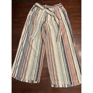 Eden & Olivia Size S Striped‎ Pants Multicolor Flowy Trousers Cropped Capri